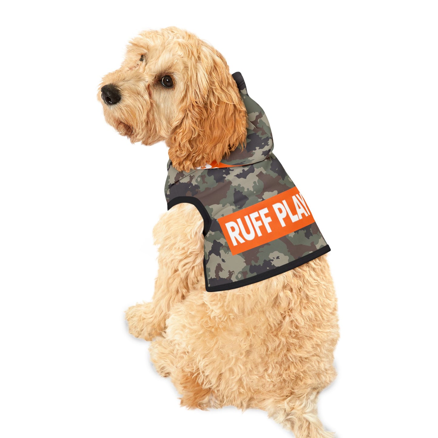 Camo 'RUFF PLAY' Pet Hoodie — Military Print Dog & Cat Hoodie.