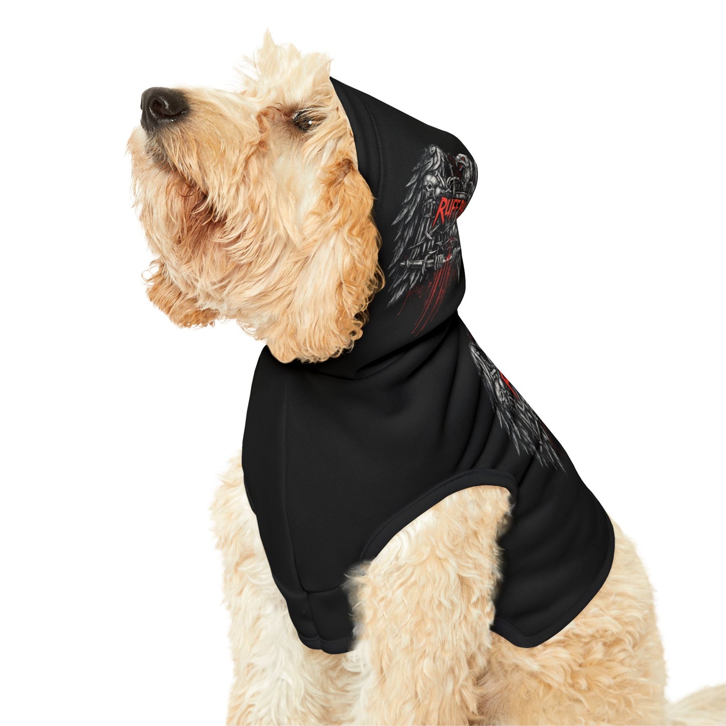 Pet Hoodie — 'Ruff Play' Gothic Wings Dog Hoodie (Black)