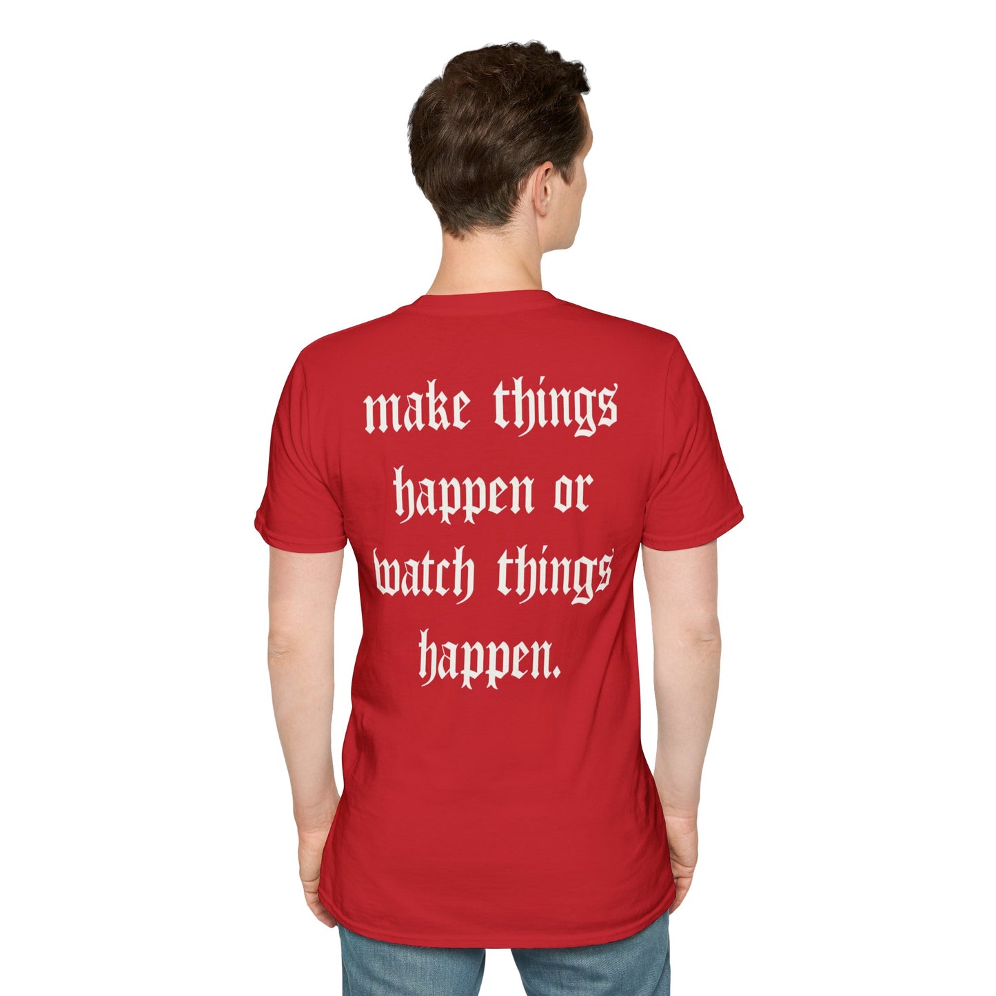 Apex Vintage Logo T-Shirt — “Make Things Happen or Watch Things Happen” Motivational Tee