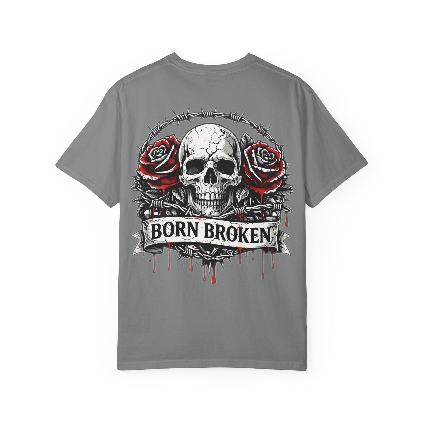 Born Broken Skull T-Shirt — Gothic Rose Graphic Tee