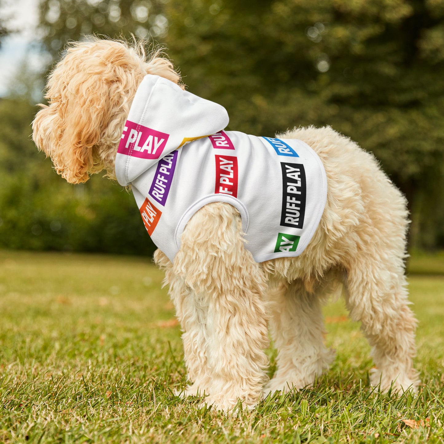 Ruff Play Colorblock Pet Hoodie — Lightweight Breathable Dog Hoodie with Playful Logo