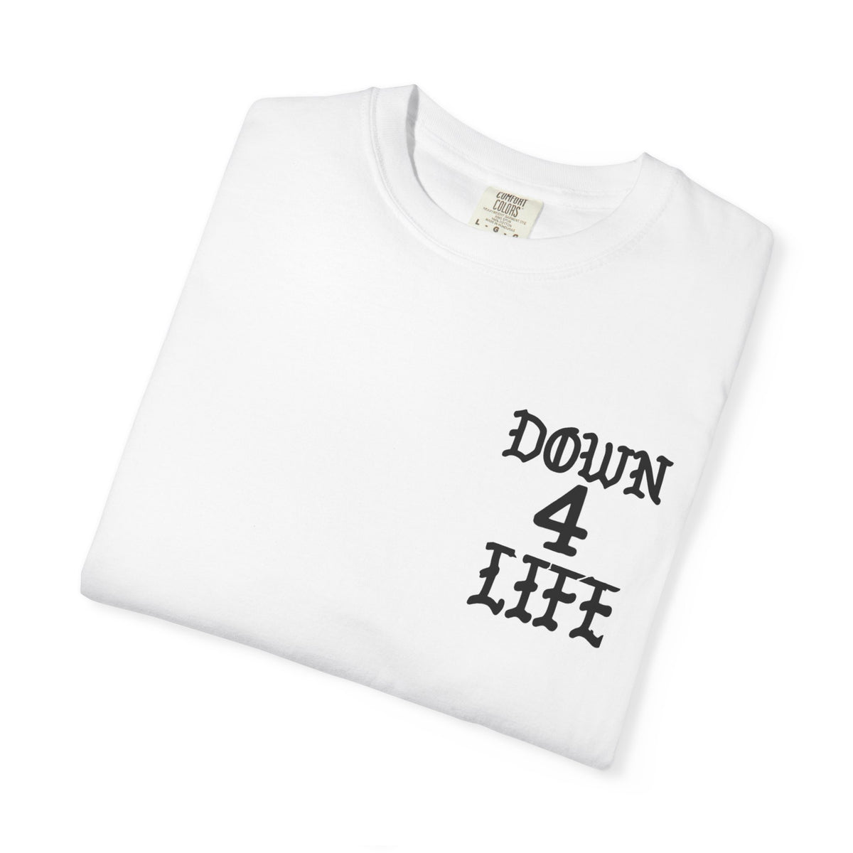Down 4 Life Graphic T-Shirt — Born Broken Raw & Relentless Back Print