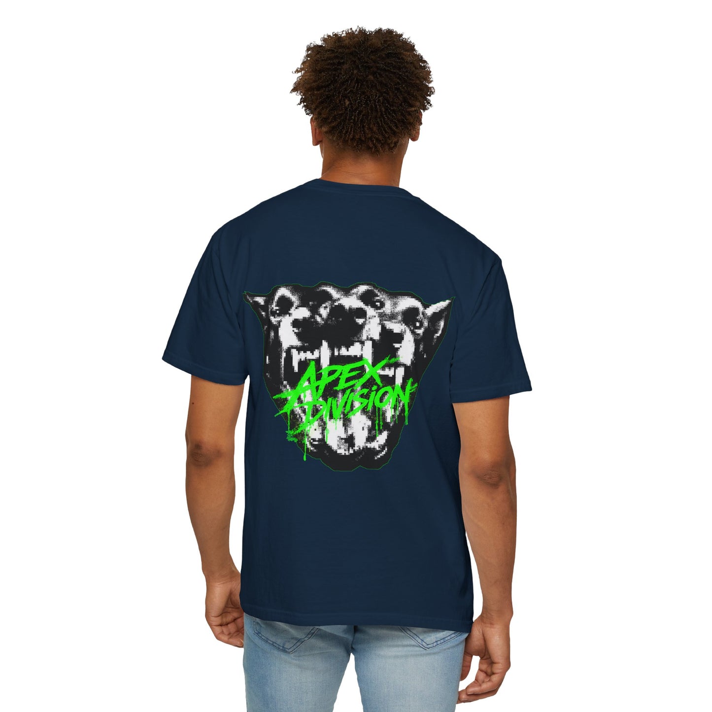 Apex Division Graphic T-Shirt — Neon Green Logo & Three-Headed Dog Back Print