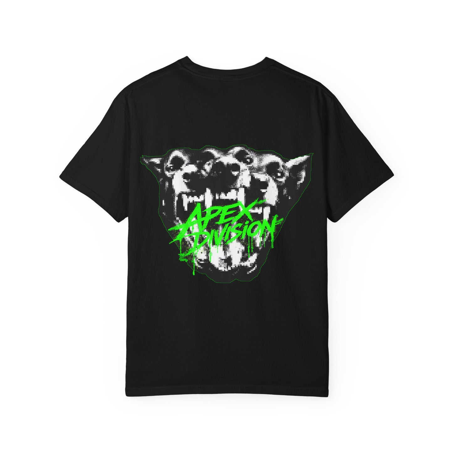 Apex Division Graphic T-Shirt — Neon Green Logo & Three-Headed Dog Back Print