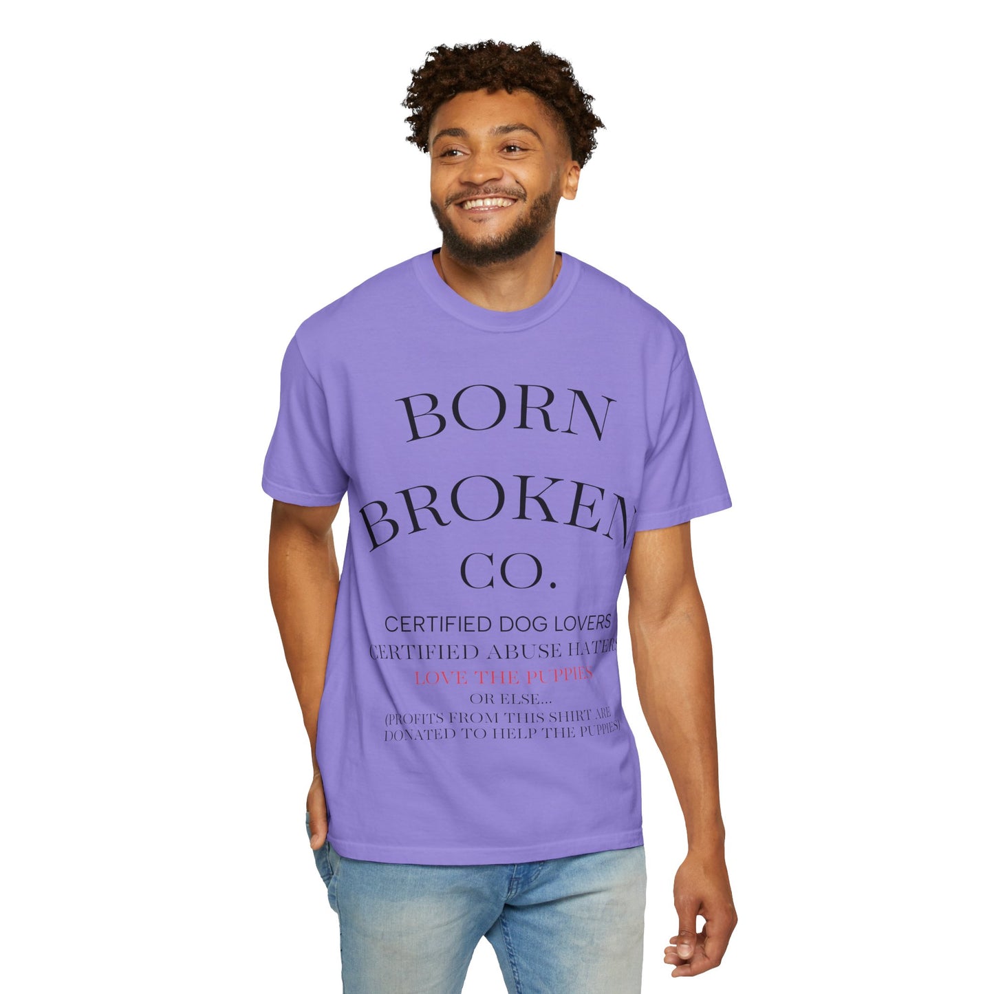 Born Broken Co. Graphic T-Shirt — 'Fight Abuse, Not Dogs' Statement Tee