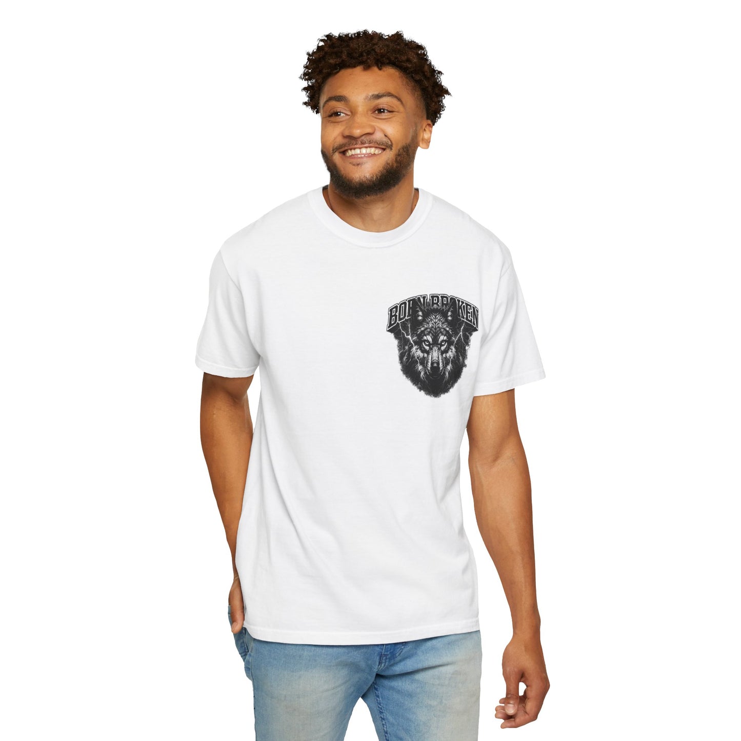 Wolf Head Graphic T-Shirt — Bold Lone Wolf Tee ("Born Broken")