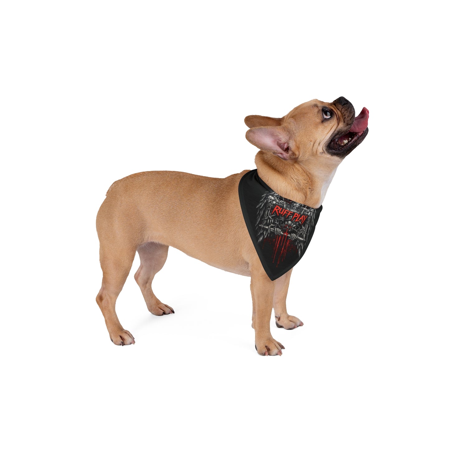 Pet Bandana — "Ruff Play" Gothic Winged Skull Dog Bandana