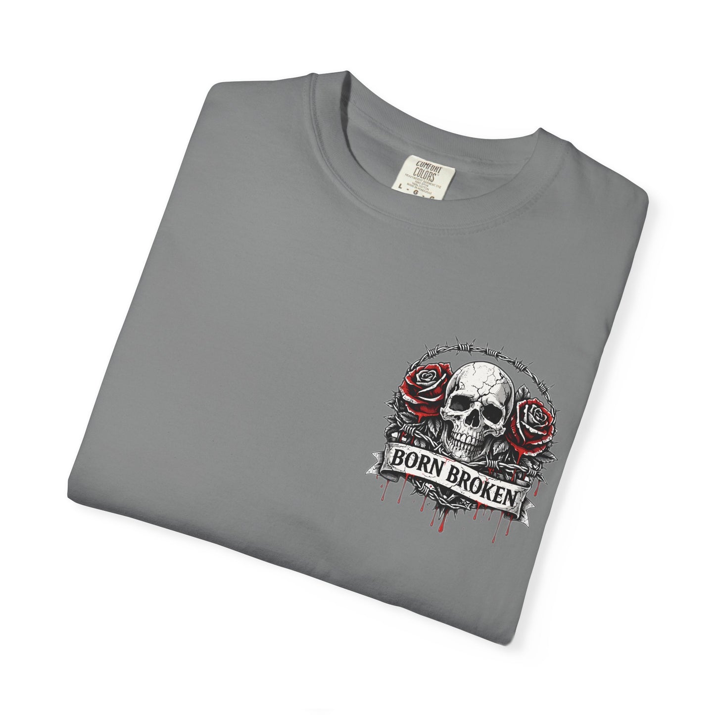Born Broken Skull T-Shirt — Gothic Rose Graphic Tee