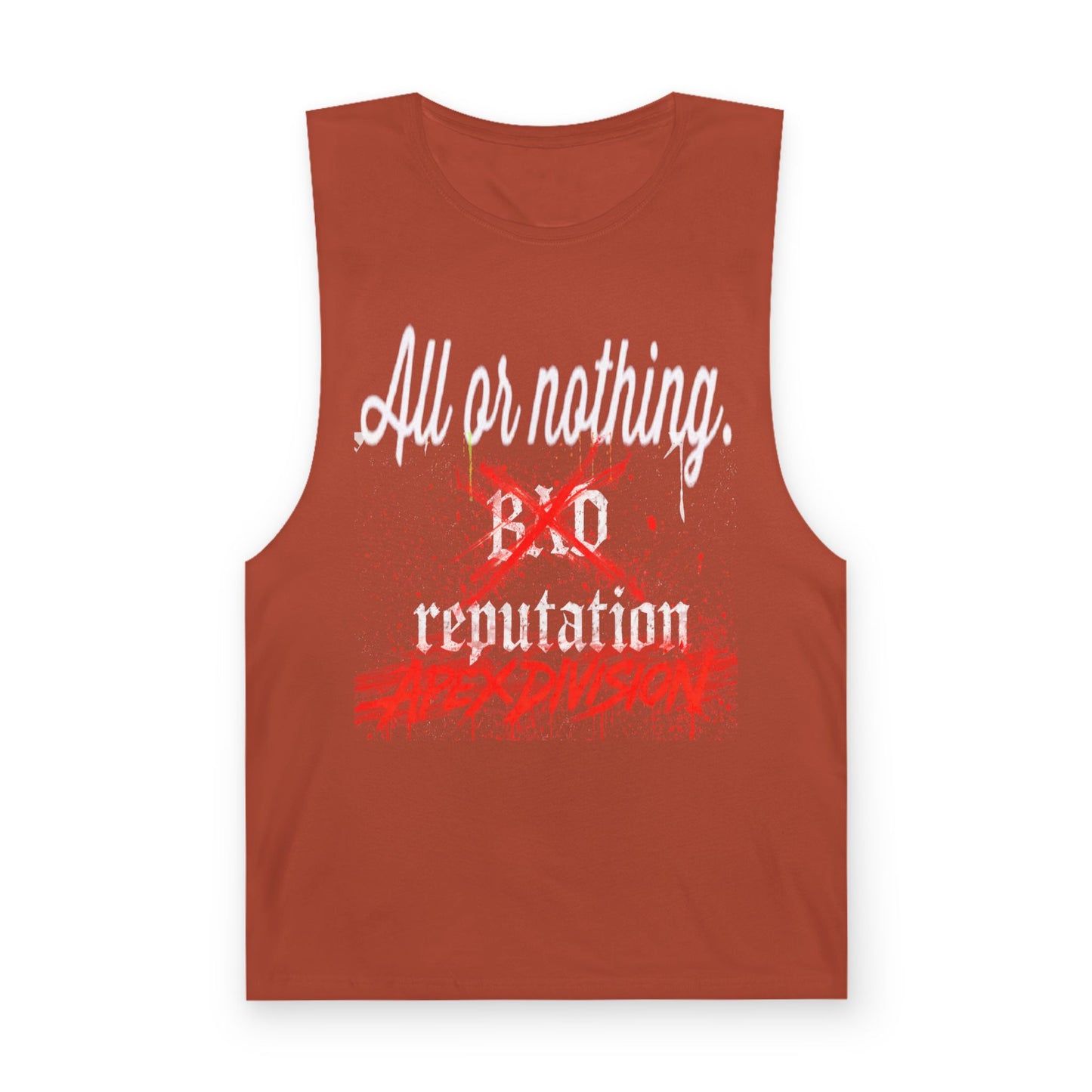All or Nothing Reputation Tank Top — Apex Division Graphic Muscle Tank