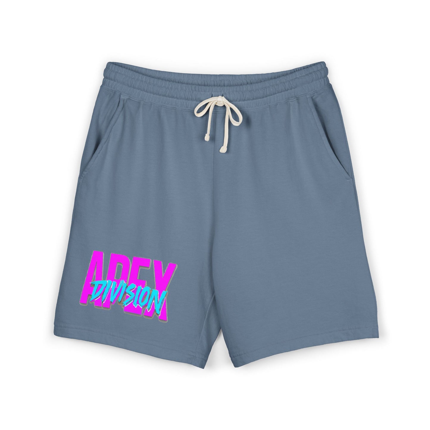 Apex Division Graphic Sweat Shorts — Retro Neon Logo Fleece Shorts