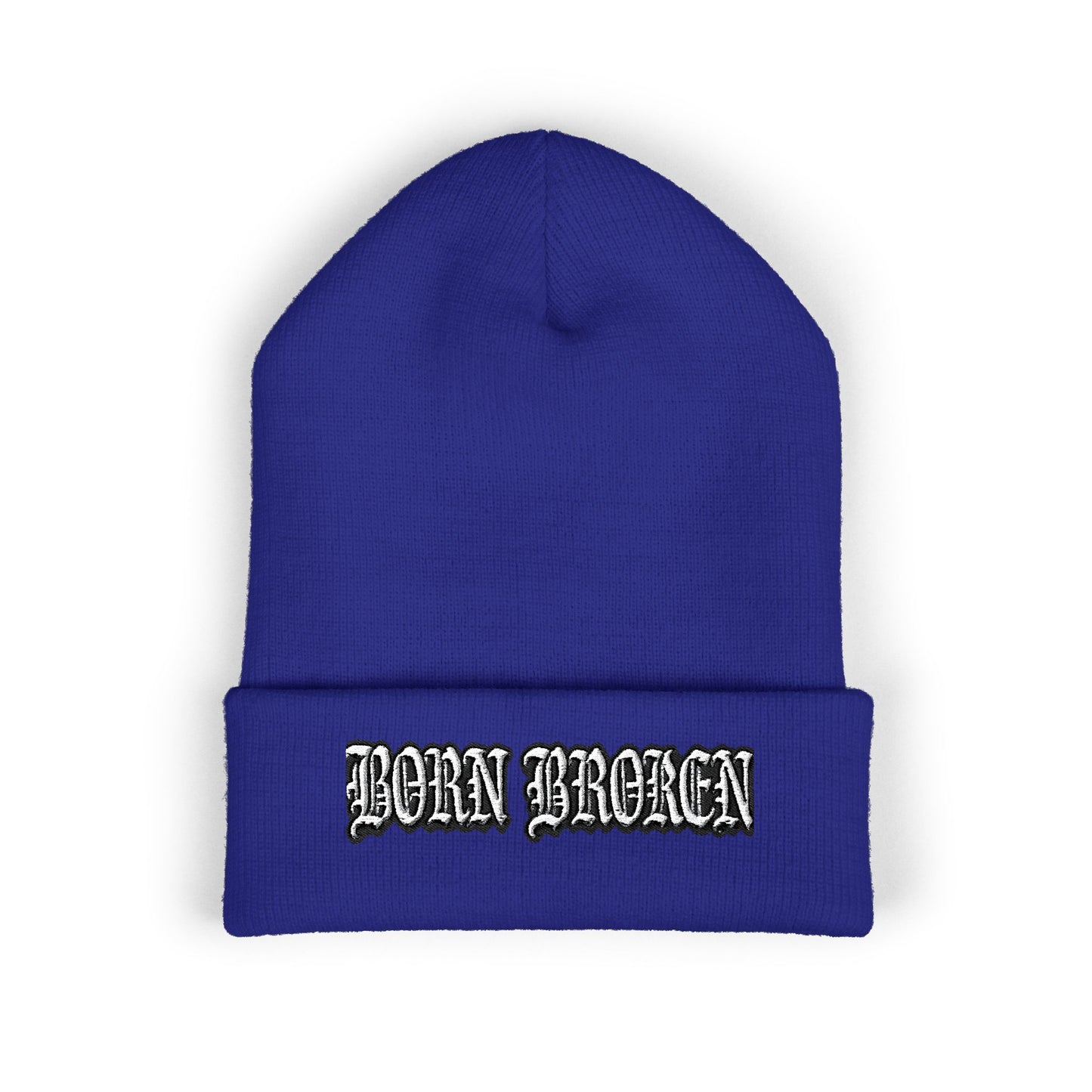 Embroidered 'Born Broken' Cuffed Beanie