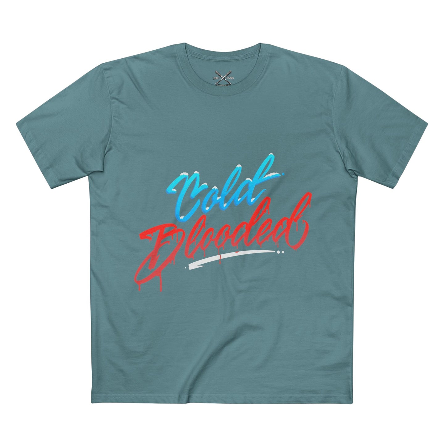 T‑Shirt — "Cold Blooded" Script Graphic Tee (Eye Back Print)