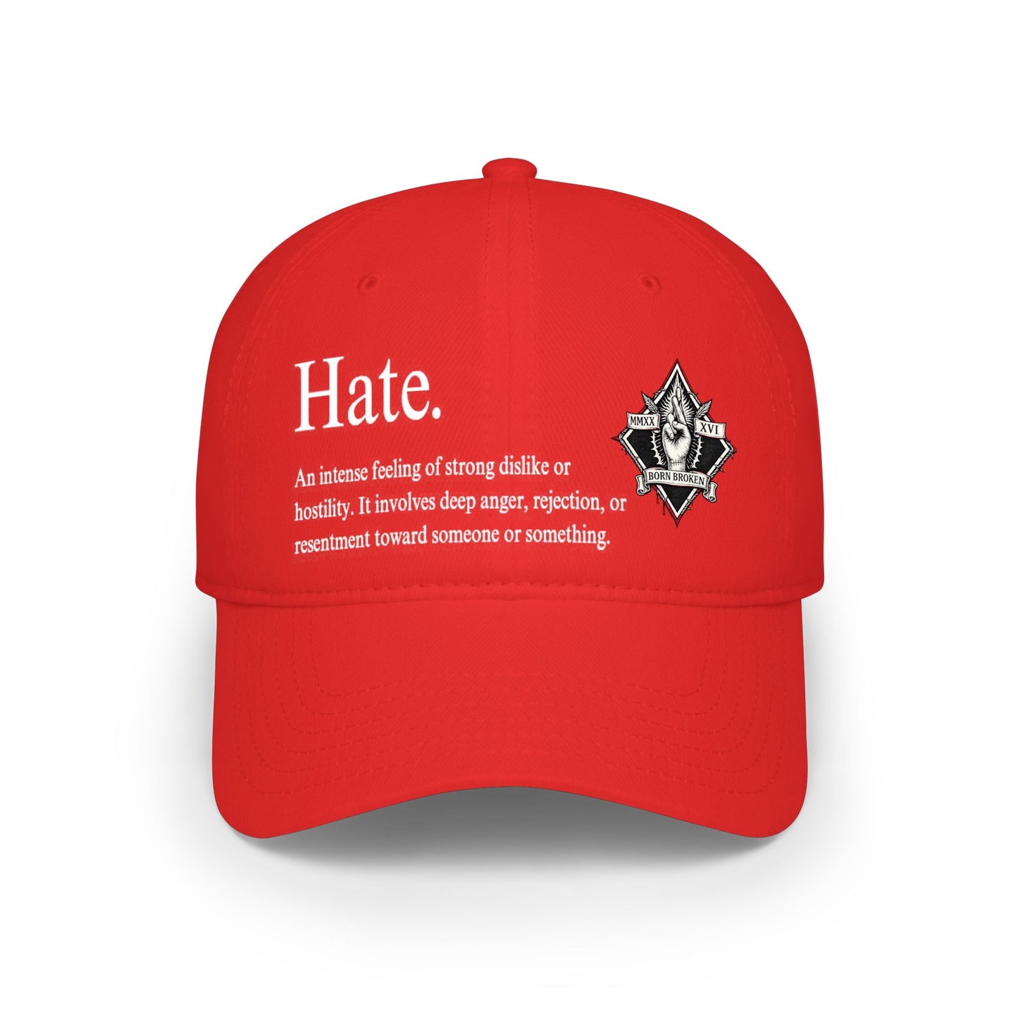 Baseball Cap — 'Hate.' Definition Embroidered Red Hat