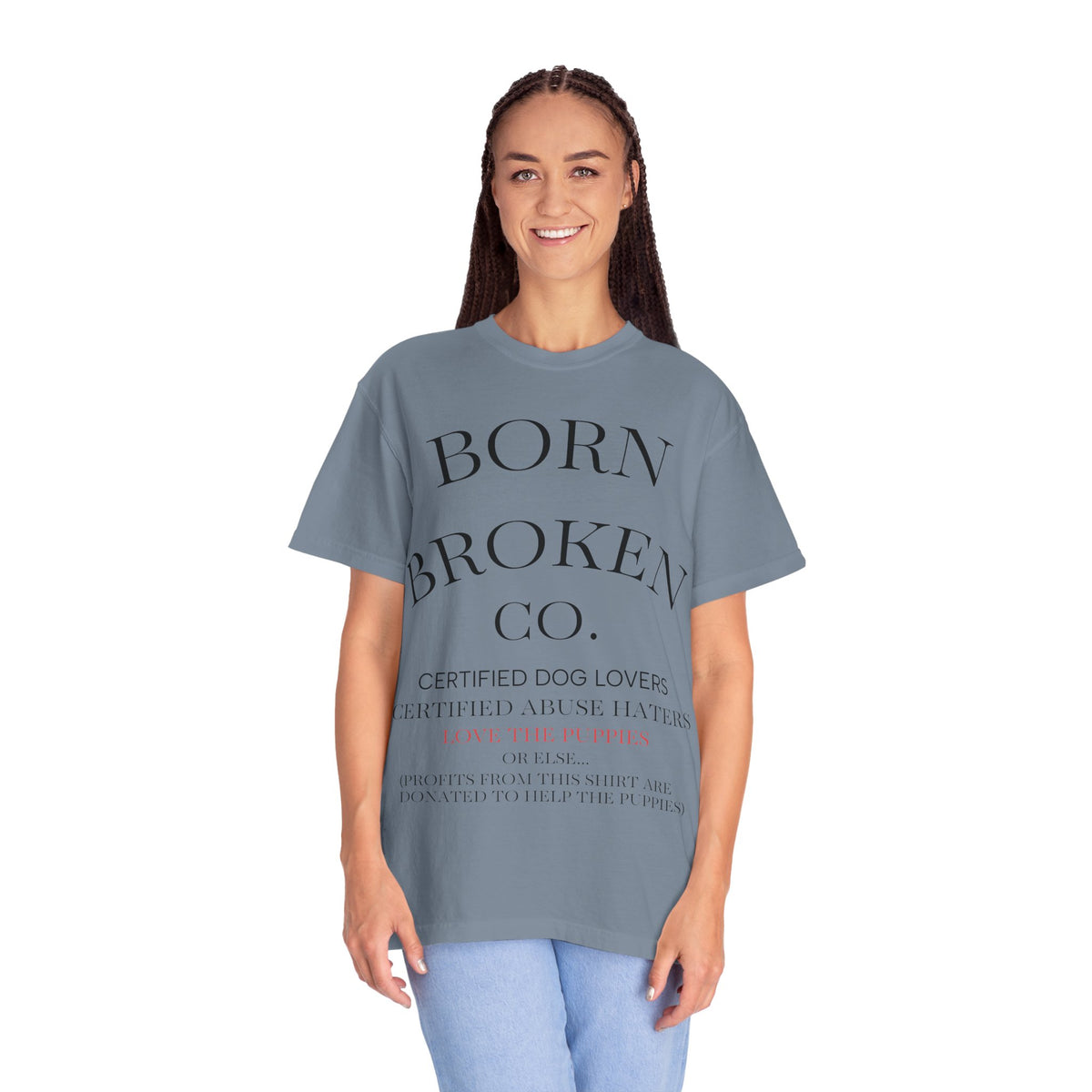 Born Broken Co. Graphic T-Shirt — 'Fight Abuse, Not Dogs' Statement Tee