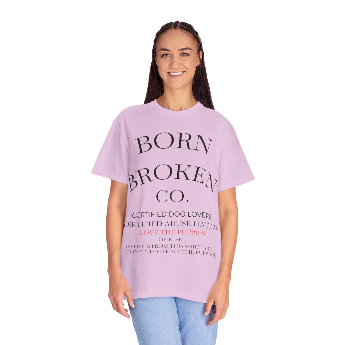 Born Broken Co. Graphic T-Shirt — 'Fight Abuse, Not Dogs' Statement Tee