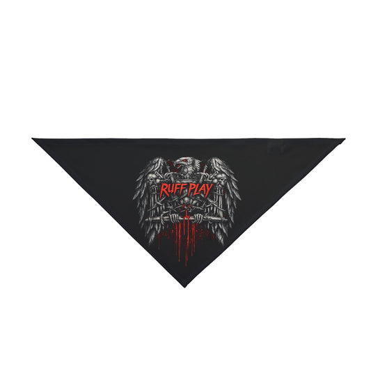 Pet Bandana — "Ruff Play" Gothic Winged Skull Dog Bandana