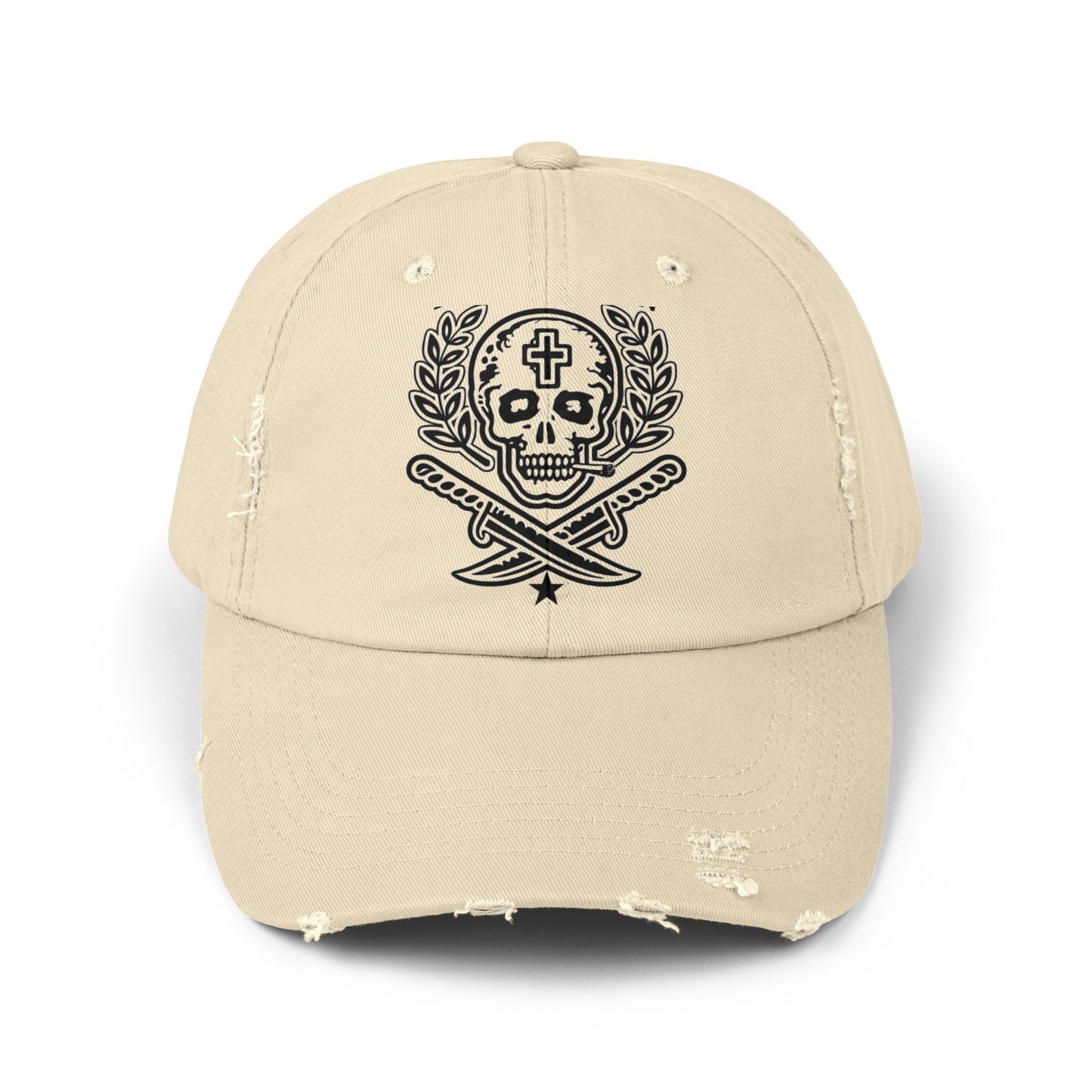 Distressed Skull & Swords Baseball Cap