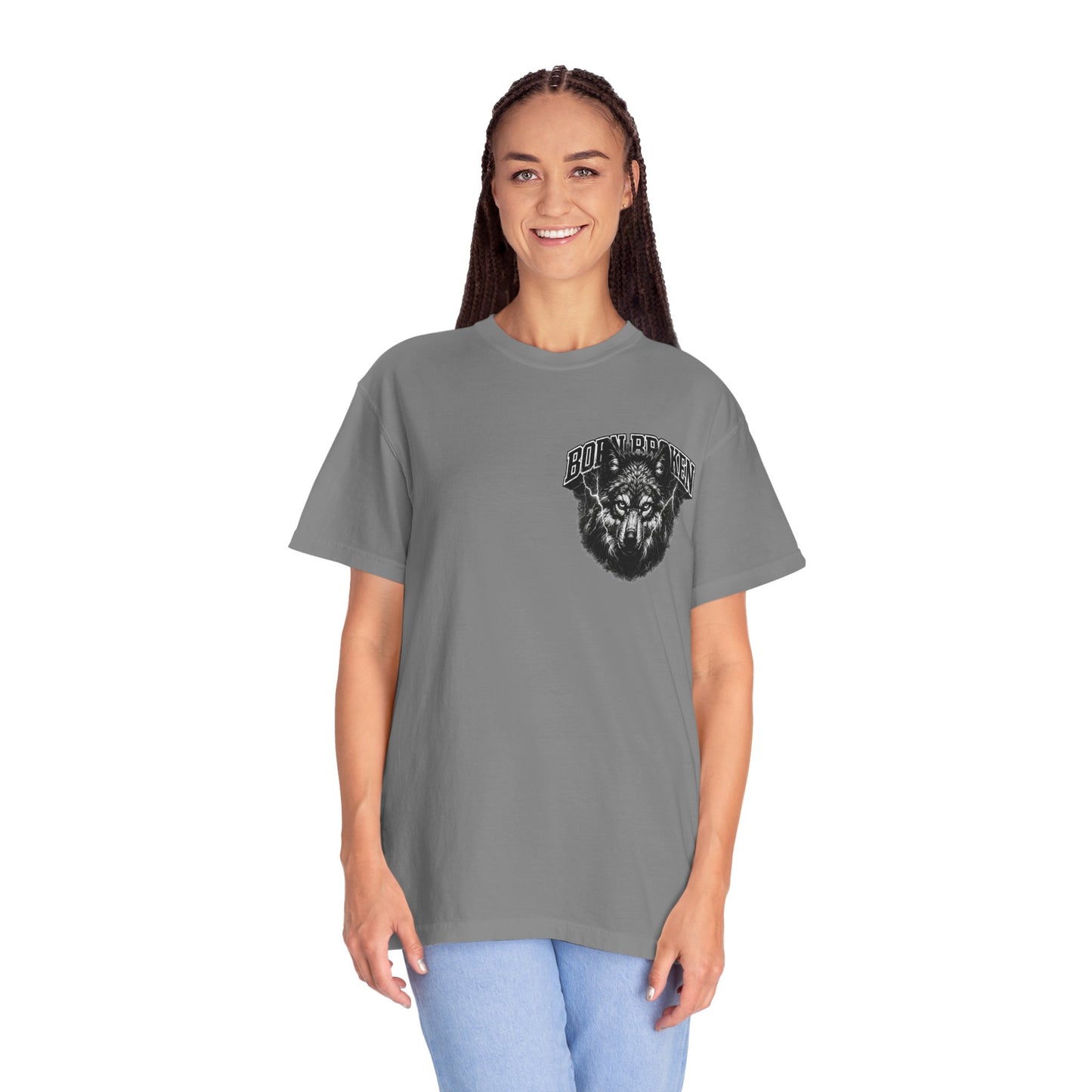 Wolf Head Graphic T-Shirt — Bold Lone Wolf Tee ("Born Broken")