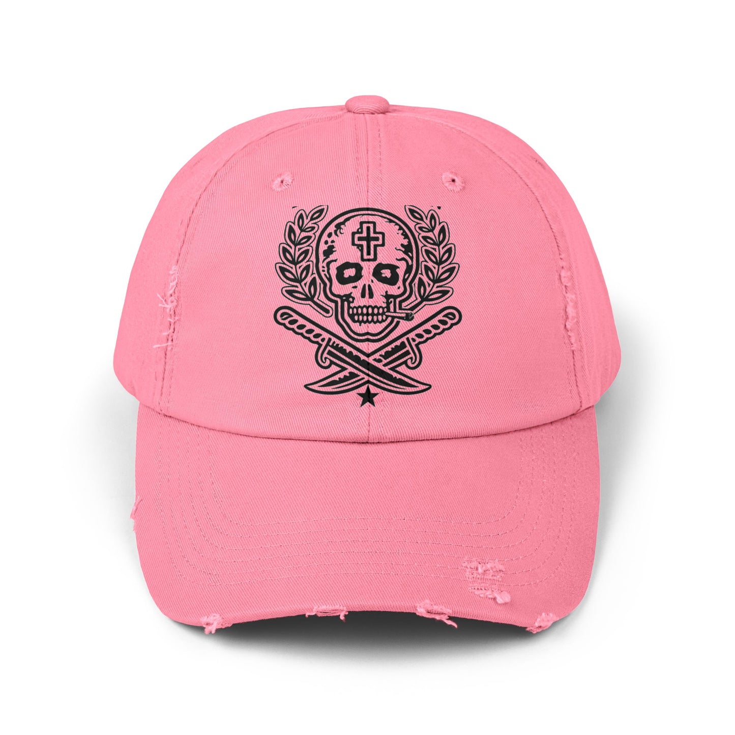 Distressed Skull & Swords Baseball Cap