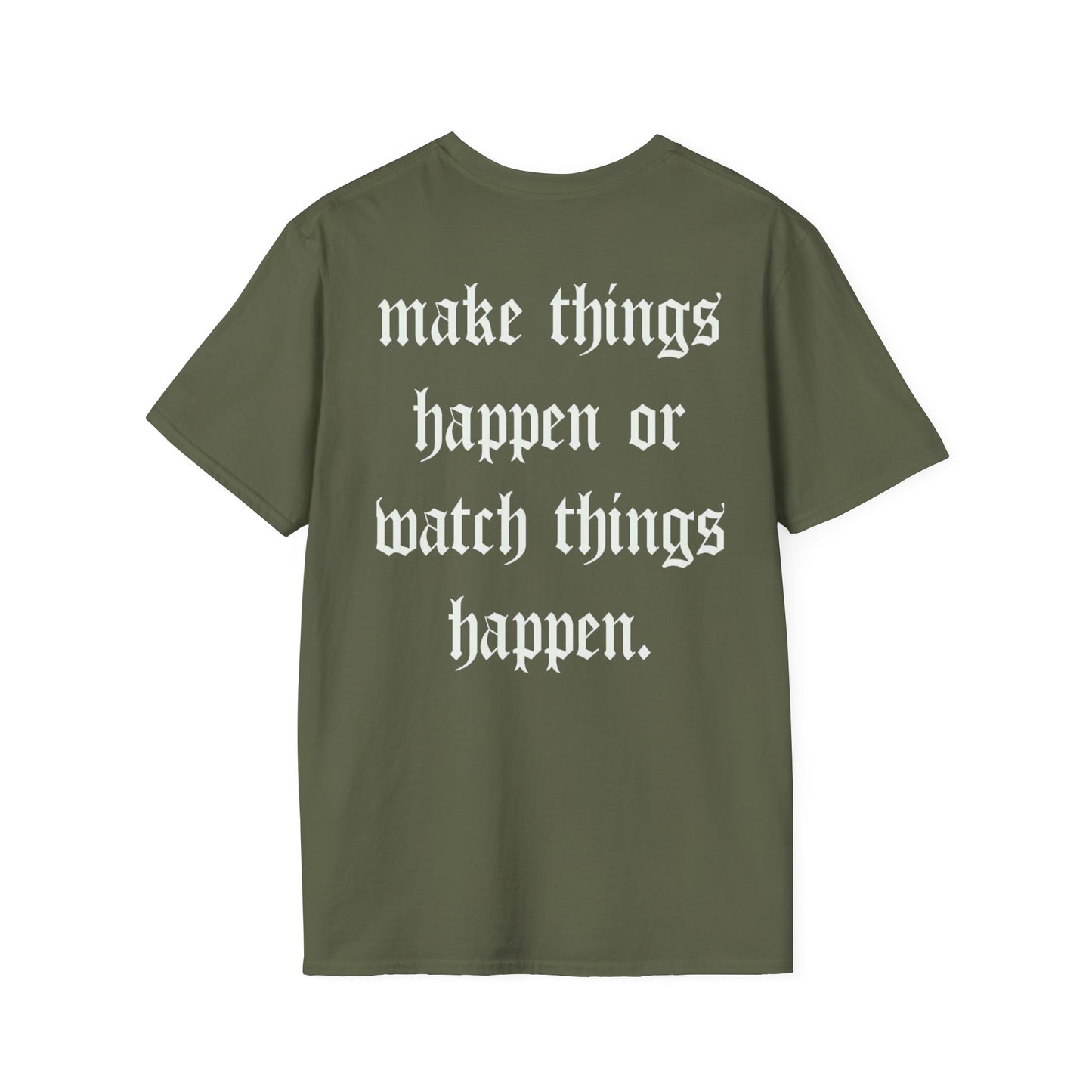 Apex Vintage Logo T-Shirt — “Make Things Happen or Watch Things Happen” Motivational Tee