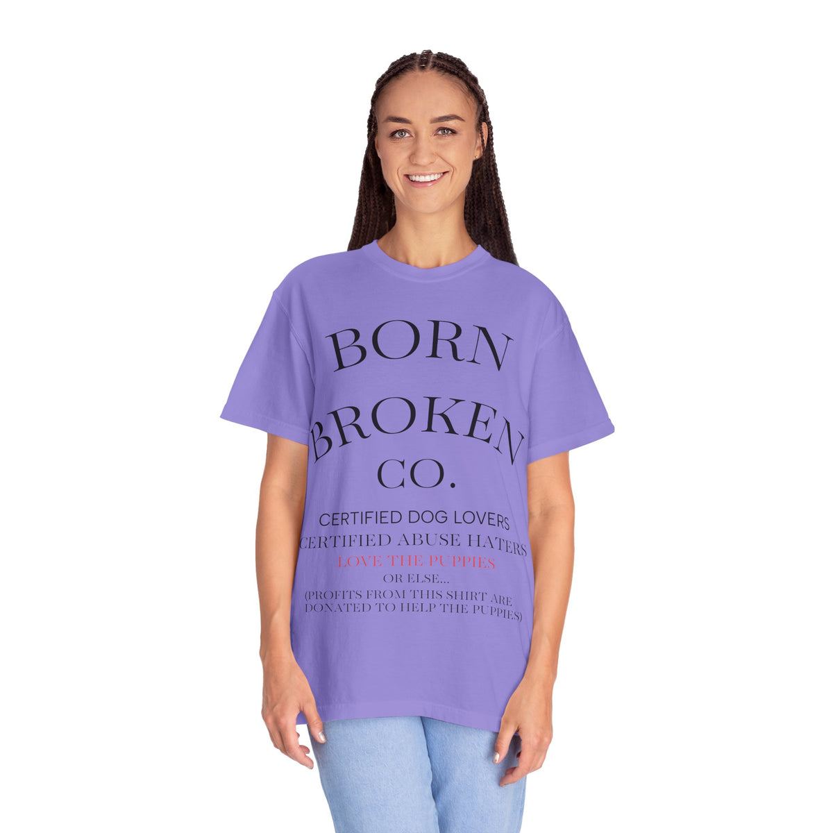 Born Broken Co. Graphic T-Shirt — 'Fight Abuse, Not Dogs' Statement Tee
