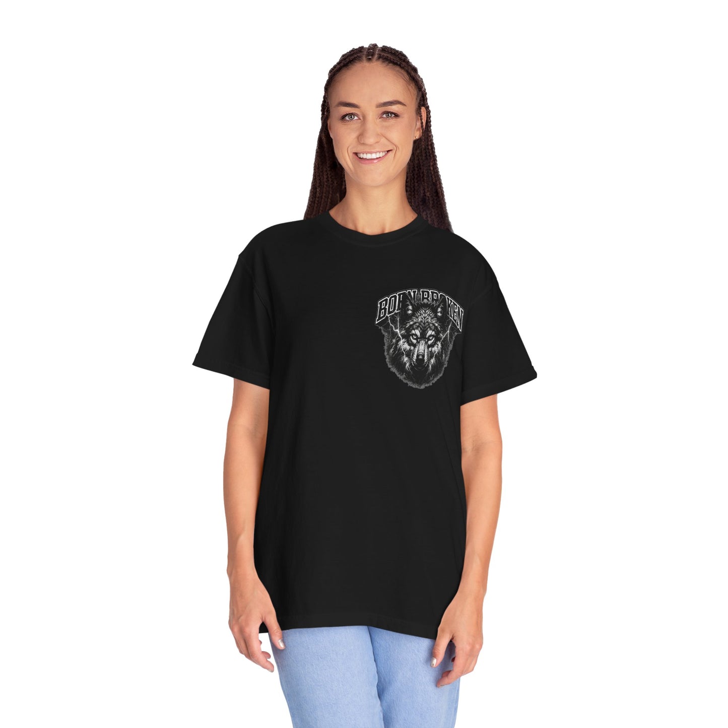 Wolf Head Graphic T-Shirt — Bold Lone Wolf Tee ("Born Broken")
