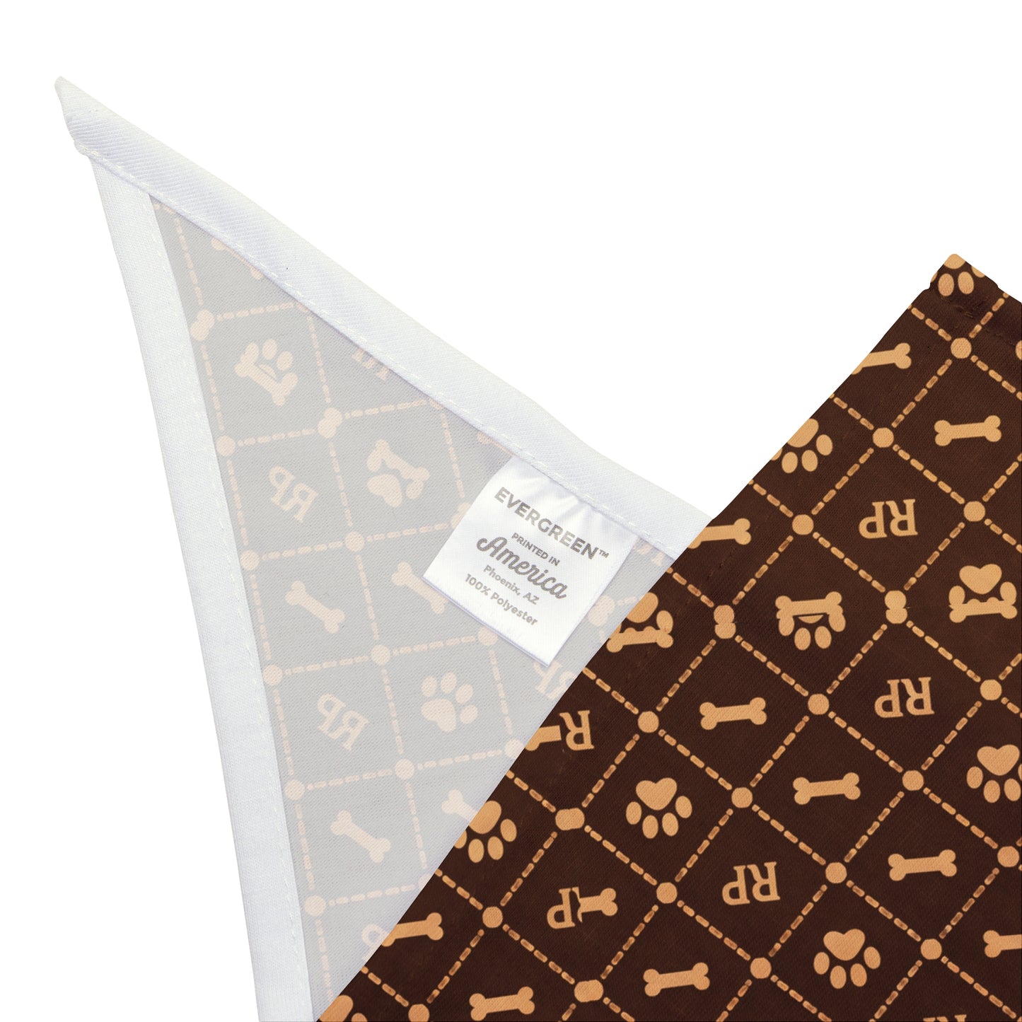 Brown Luxe Monogram Pet Bandana — Designer Pattern Dog & Cat Accessory