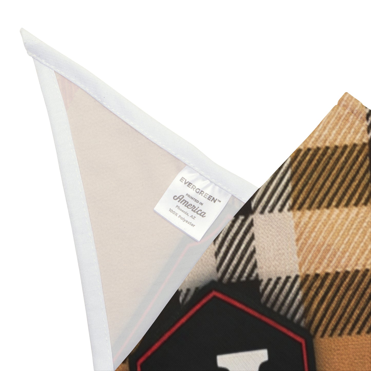 Plaid Monogram Pet Bandana — Classic Tan Check with RP Initials