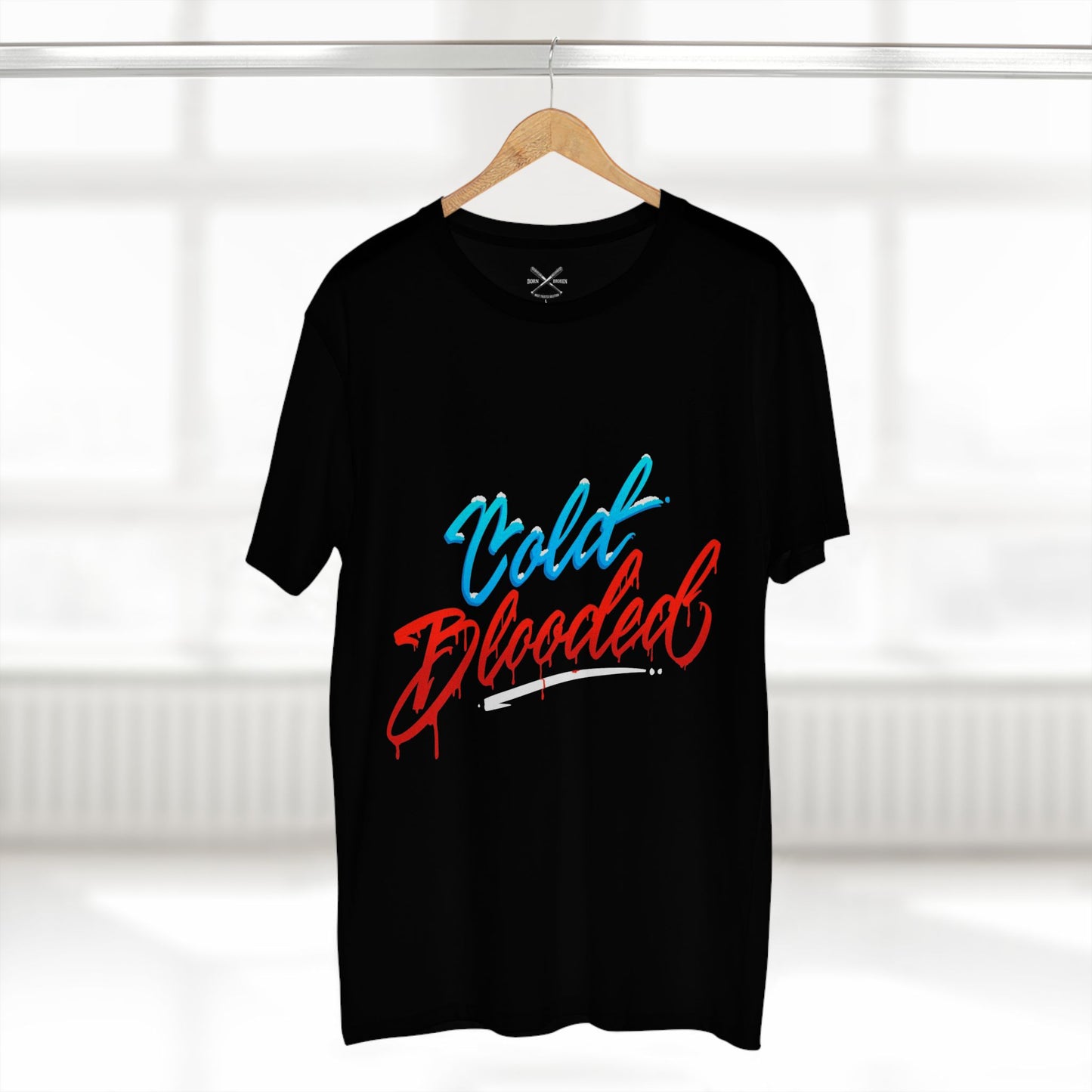T‑Shirt — "Cold Blooded" Script Graphic Tee (Eye Back Print)