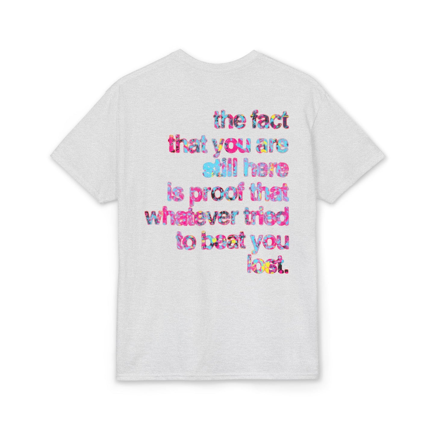 Resilient Division Graphic Tee — Colorful Motivational Back-Print Shirt