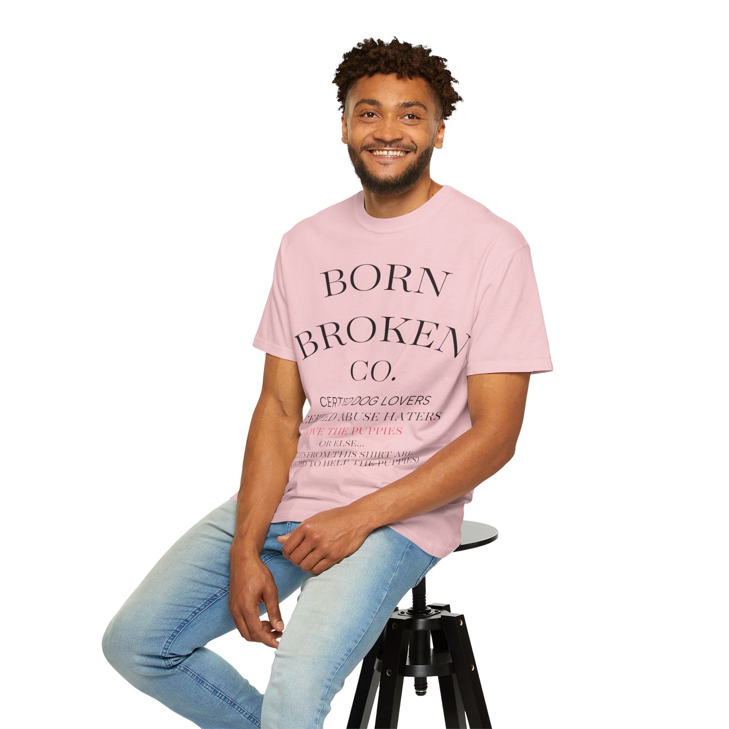 Born Broken Co. Graphic T-Shirt — 'Fight Abuse, Not Dogs' Statement Tee