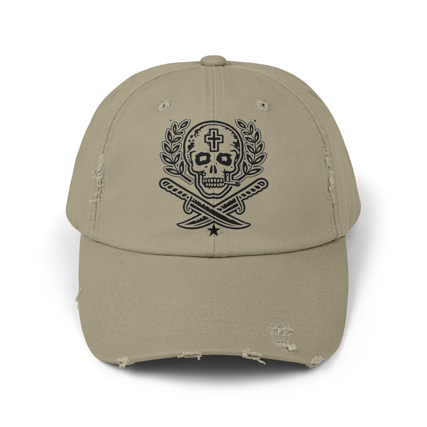 Distressed Skull & Swords Baseball Cap