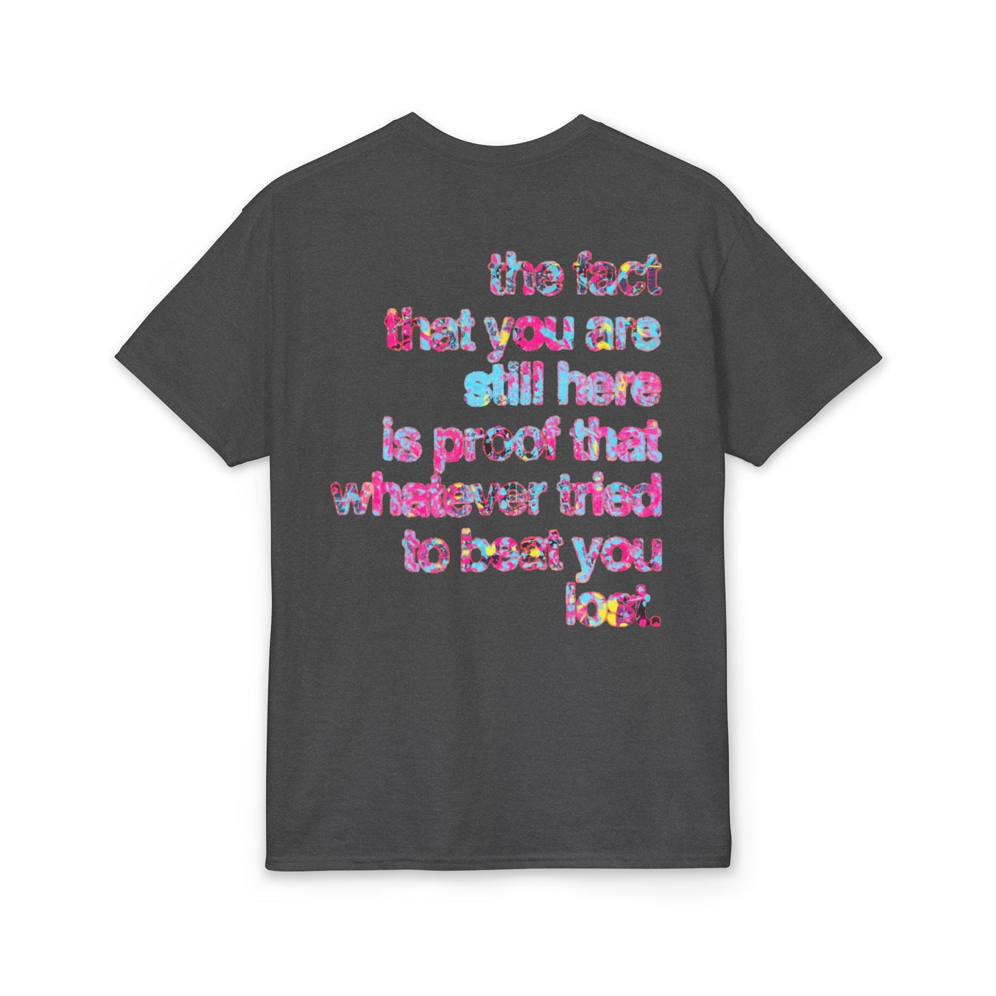Resilient Division Graphic Tee — Colorful Motivational Back-Print Shirt