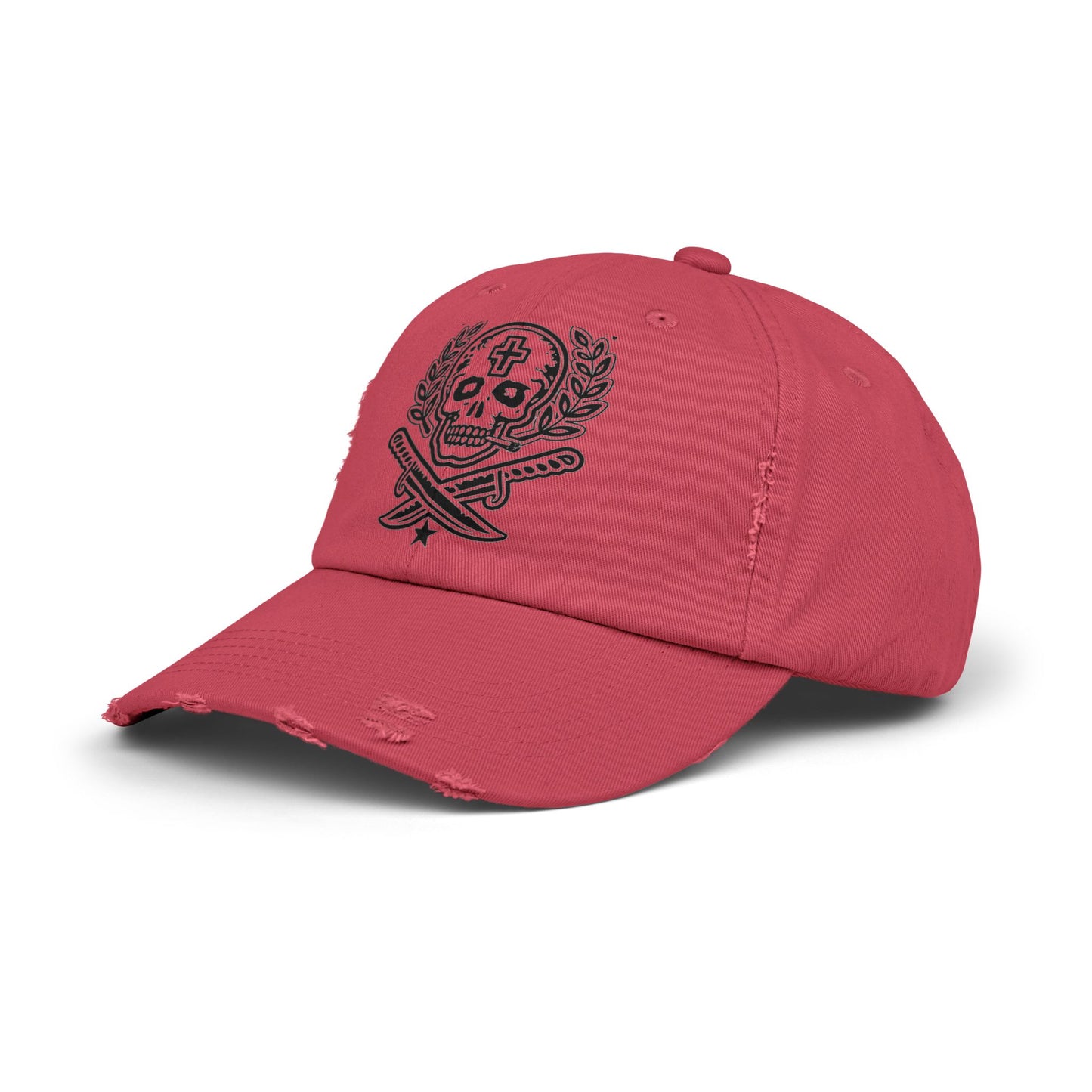 Distressed Skull & Swords Baseball Cap