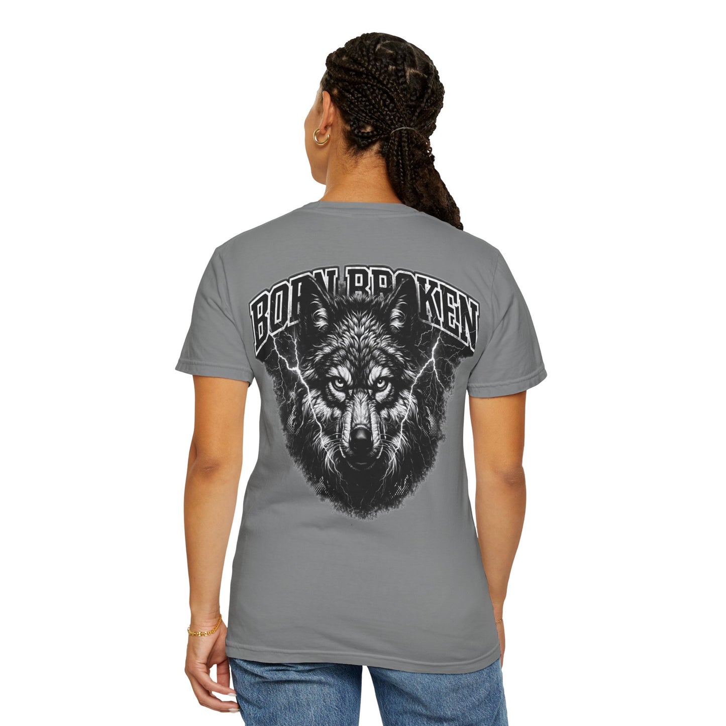 Wolf Head Graphic T-Shirt — Bold Lone Wolf Tee ("Born Broken")
