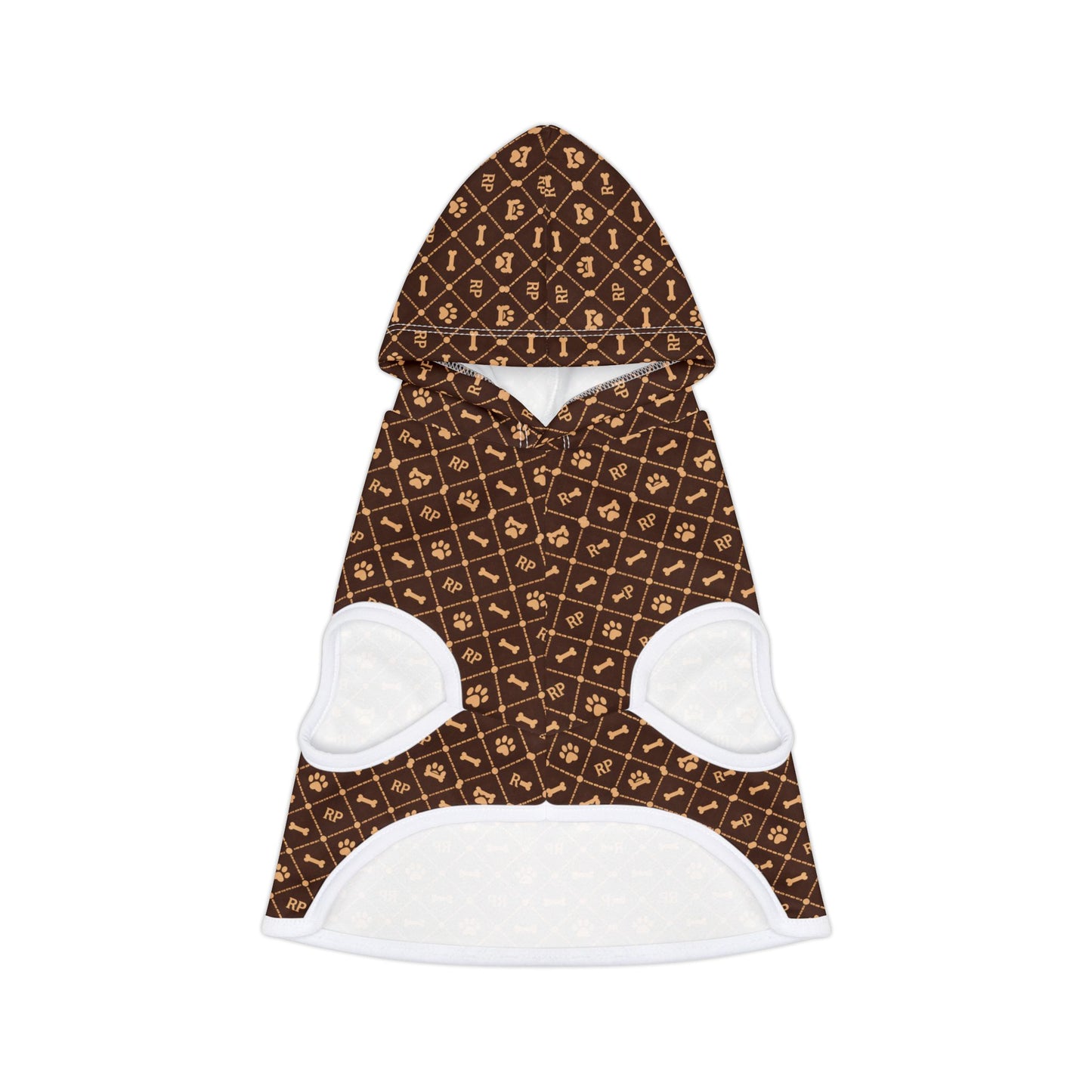 Designer Brown Monogram Pet Hoodie - Luxury Pattern Dog & Cat Coat