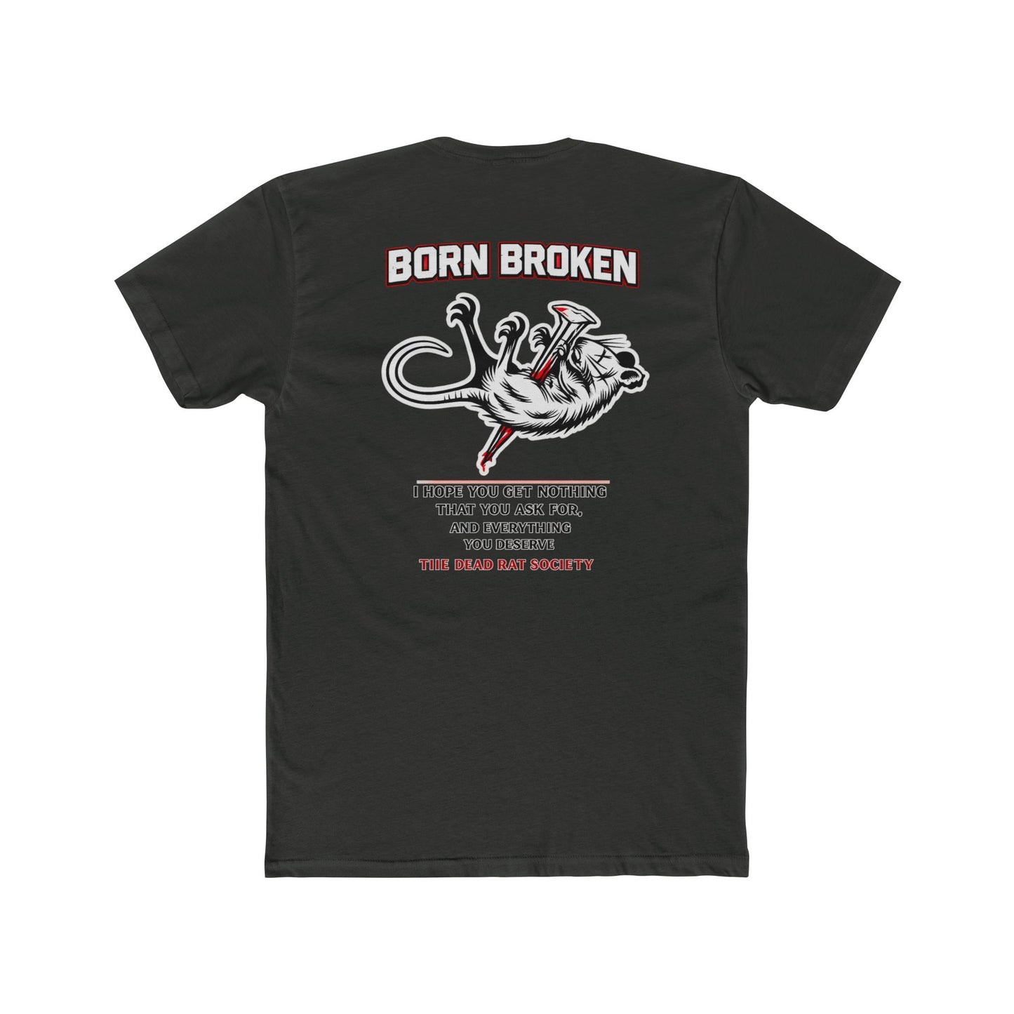 Born Broken Tee — Graphic Rat Illustration "Born Broken" Crew Shirt