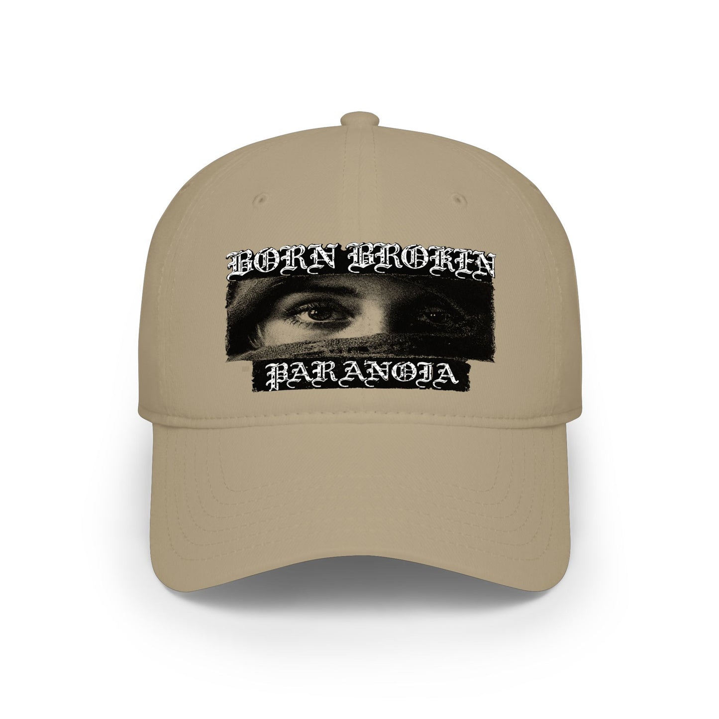 Low Profile Baseball Cap — 'Born Broken Paranoia' Graphic Streetwear Hat