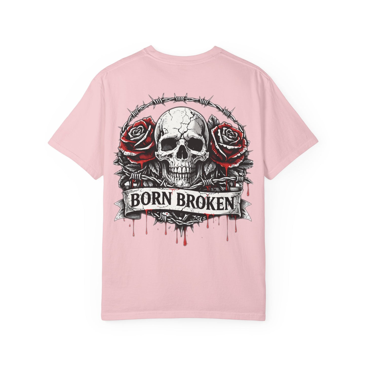 Born Broken Skull T-Shirt — Gothic Rose Graphic Tee