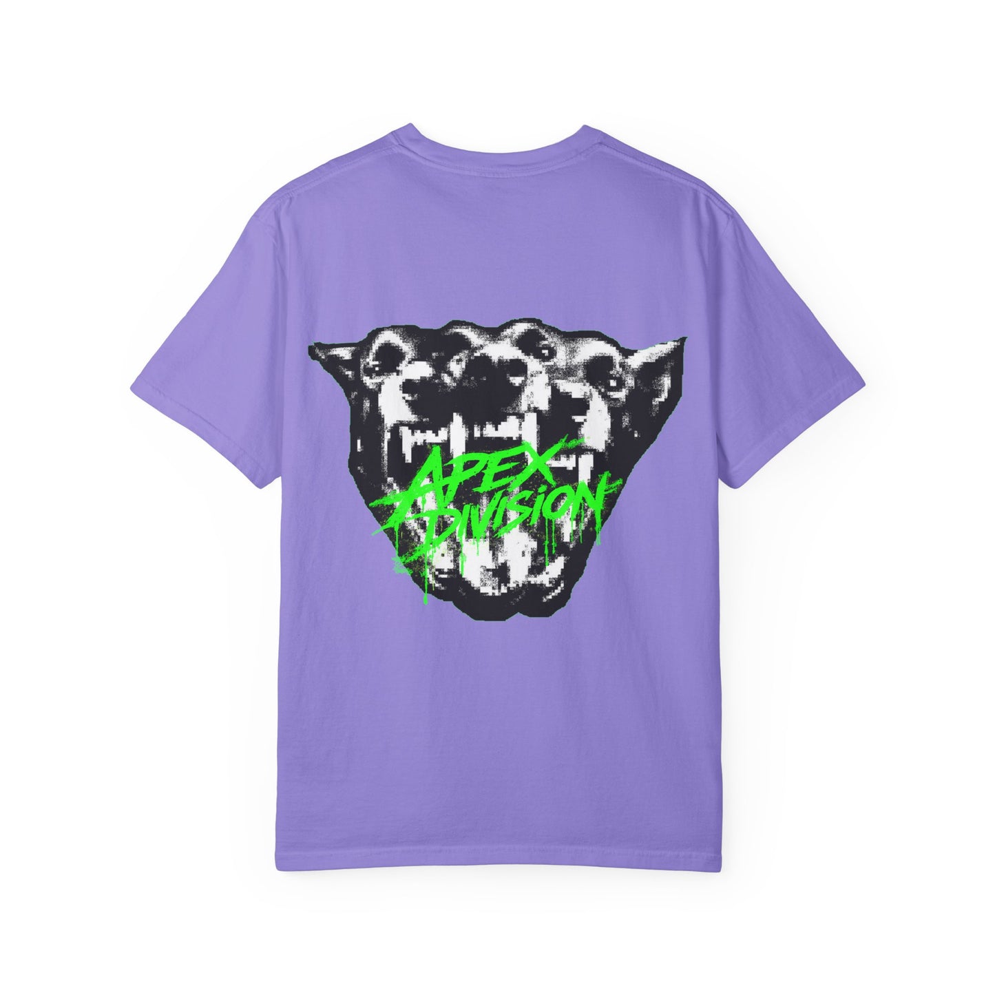 Apex Division Graphic T-Shirt — Neon Green Logo & Three-Headed Dog Back Print