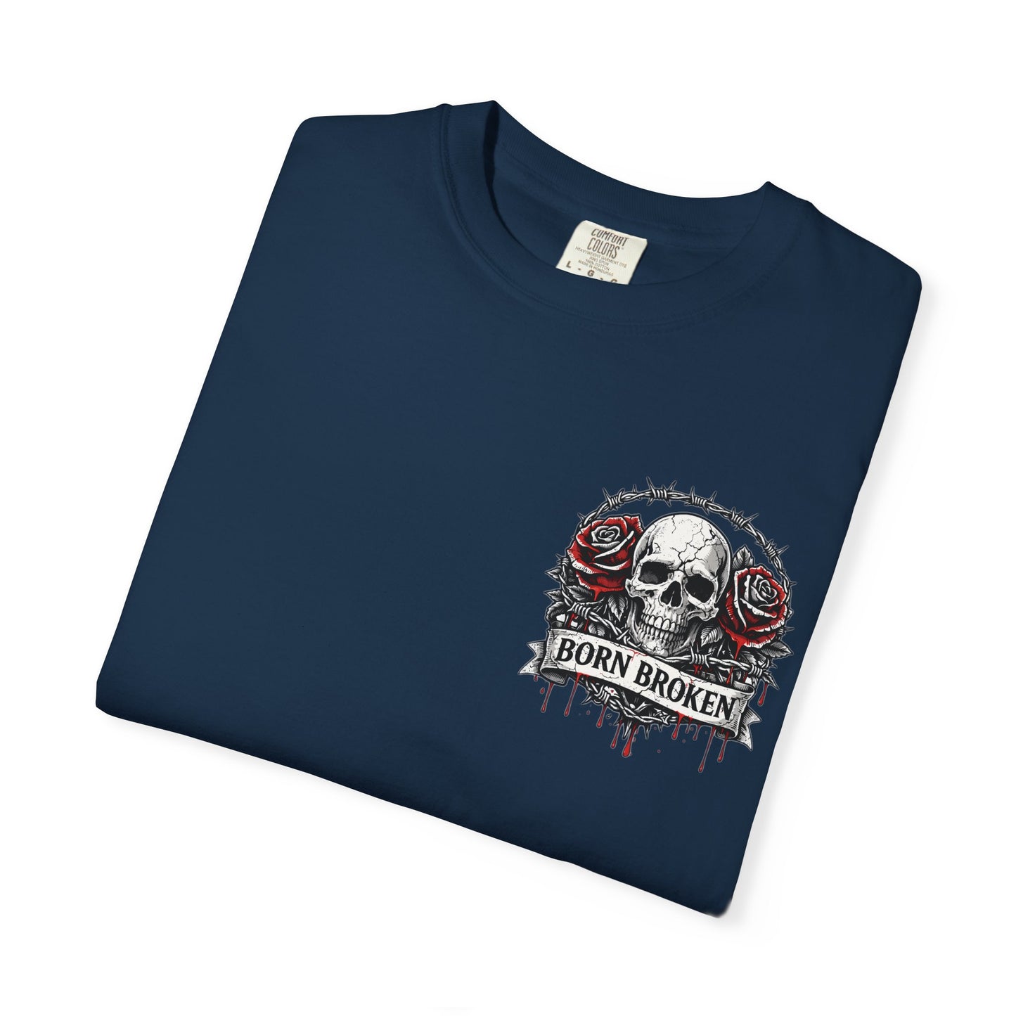 Born Broken Skull T-Shirt — Gothic Rose Graphic Tee