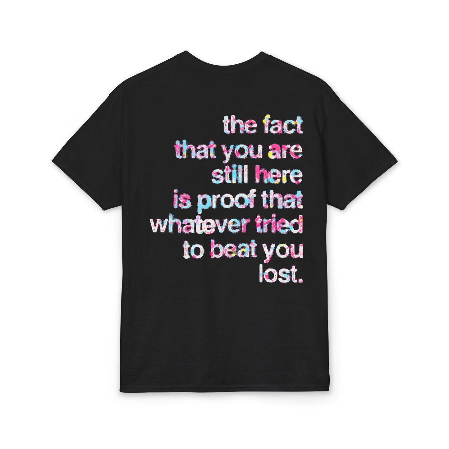 Resilient Division Graphic Tee — Colorful Motivational Back-Print Shirt