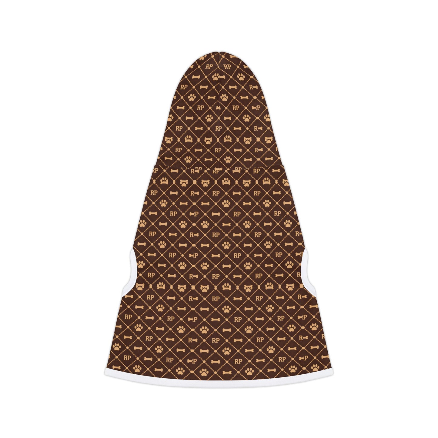 Designer Brown Monogram Pet Hoodie - Luxury Pattern Dog & Cat Coat