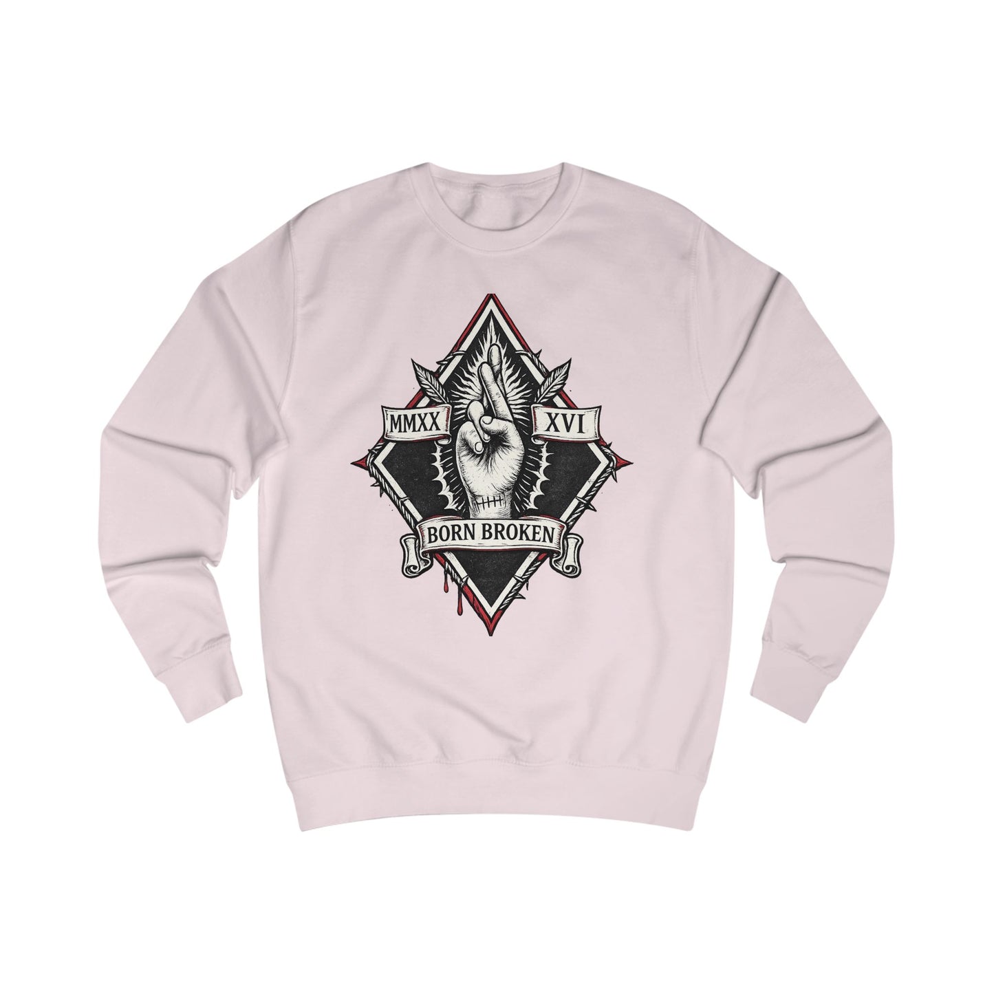 Born Broken Graphic Sweatshirt — Vintage Hand & Banner Design