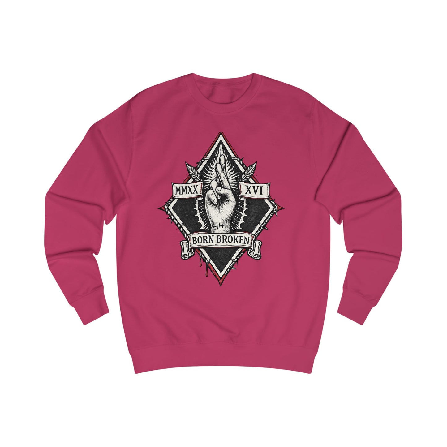 Born Broken Graphic Sweatshirt — Vintage Hand & Banner Design