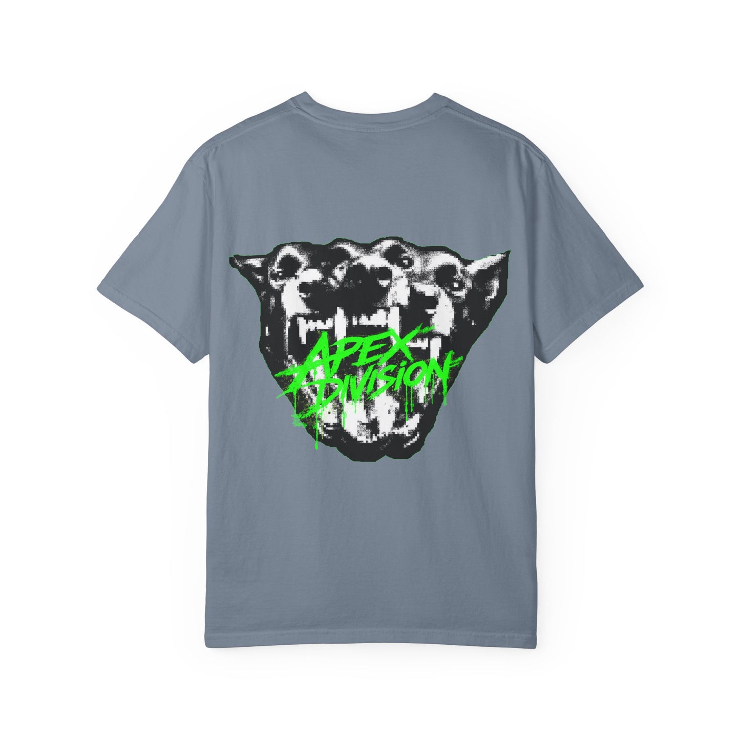 Apex Division Graphic T-Shirt — Neon Green Logo & Three-Headed Dog Back Print
