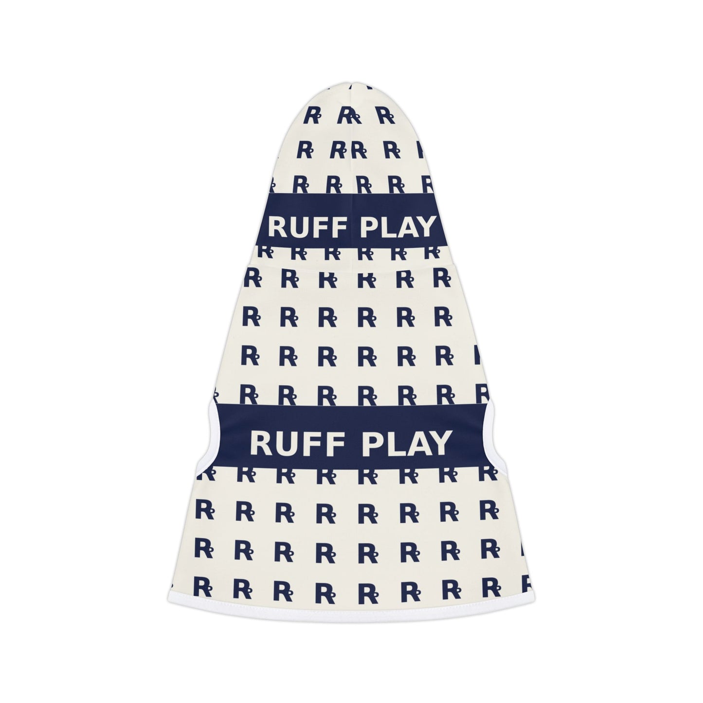 Ruff Play Monogram Pet Hoodie — Navy & White Patterned Dog Hoodie