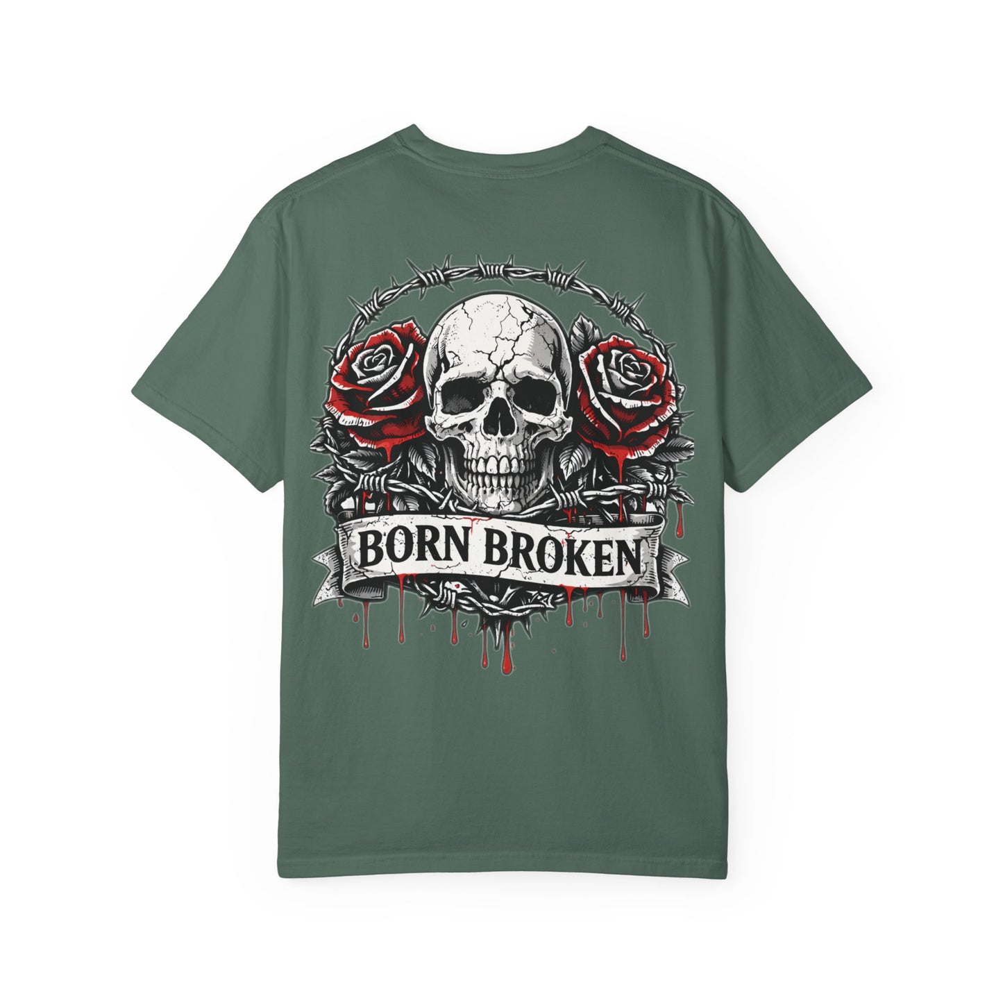 Born Broken Skull T-Shirt — Gothic Rose Graphic Tee