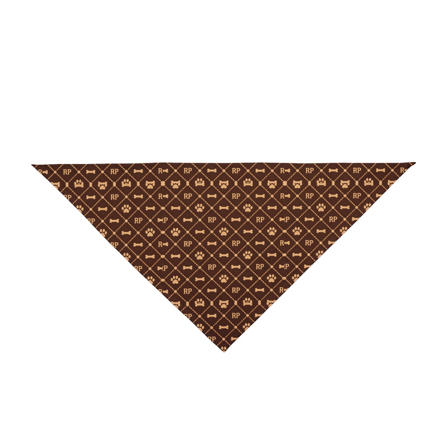 Brown Luxe Monogram Pet Bandana — Designer Pattern Dog & Cat Accessory