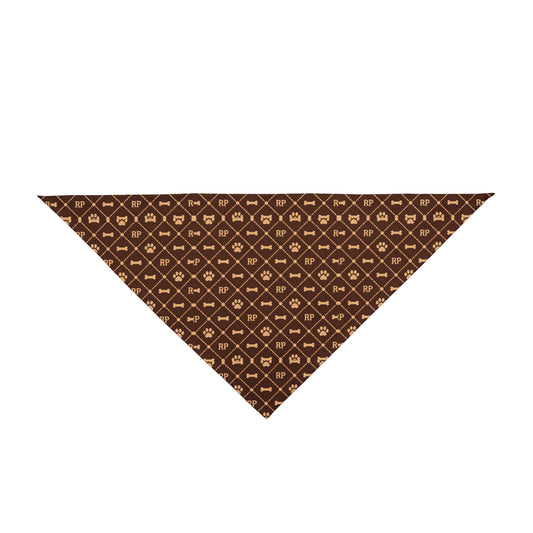 Brown Luxe Monogram Pet Bandana — Designer Pattern Dog & Cat Accessory